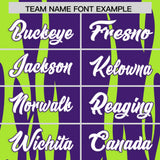 Custom Purple Neon Green Flame Pattern Authentic Pullover Baseball Jersey