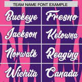 Custom Purple Pink Flame Pattern Authentic Pullover Baseball Jersey