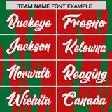 Custom Red Kelly Green Flame Pattern Authentic Pullover Baseball Jersey