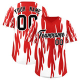Custom Red White Flame Pattern Authentic Pullover Baseball Jersey