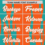 Custom Orange Aqua Flame Pattern Authentic Pullover Baseball Jersey