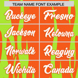 Custom Orange Neon Green Flame Pattern Authentic Pullover Baseball Jersey