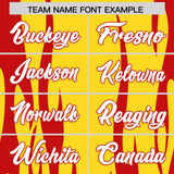 Custom Gold Red Flame Pattern Authentic Pullover Baseball Jersey