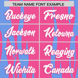 Custom Pink Light Blue Flame Pattern Authentic Pullover Baseball Jersey