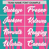Custom Pink Aqua Flame Pattern Authentic Pullover Baseball Jersey