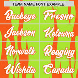 Custom Neon Green Orange Flame Pattern Authentic Pullover Baseball Jersey