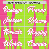 Custom Neon Green Pink Flame Pattern Authentic Pullover Baseball Jersey