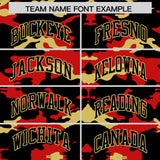 Custom Black Red and Old Gold Camo Fashion Authentic Sleeveless Baseball Jersey