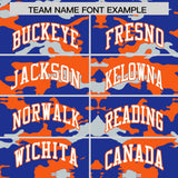 Custom Royal Orange and Silver Camo Fashion Authentic Sleeveless Baseball Jersey