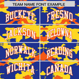 Custom Royal Gold and Orange Camo Fashion Authentic Sleeveless Baseball Jersey