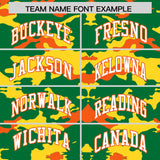 Custom Kelly Green Gold and Orange Camo Fashion Authentic Sleeveless Baseball Jersey