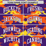Custom Purple Orange and Gold Camo Fashion Authentic Sleeveless Baseball Jersey