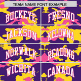 Custom Purple Gold and Pink Camo Fashion Authentic Sleeveless Baseball Jersey