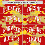 Custom Red Old Gold and Gold Camo Fashion Authentic Sleeveless Baseball Jersey