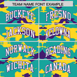 Custom Bright Green Gold and Purple Camo Fashion Authentic Sleeveless Baseball Jersey