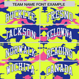 Custom Fluorescent Green Royal and Pink Camo Fashion Authentic Sleeveless Baseball Jersey