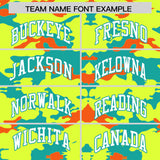 Custom Fluorescent Green Aqua and Orange Camo Fashion Authentic Sleeveless Baseball Jersey