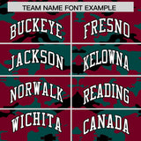 Custom Crimson Midnight Green and Black Camo Fashion Authentic Sleeveless Baseball Jersey