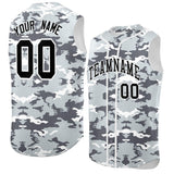 Custom Silver Gray and White Camo Fashion Authentic Sleeveless Baseball Jersey