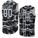 Custom Black Gray and Silver Camo Fashion Authentic Sleeveless Baseball Jersey