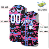Custom Black Pink and Powder Blue Camo Fashion Authentic Sleeveless Baseball Jersey