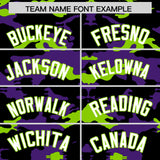 Custom Black Purple and Neon Green Camo Fashion Authentic Sleeveless Baseball Jersey