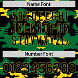 Custom Black Kelly Green and Gold Camo Fashion Authentic Sleeveless Baseball Jersey