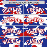 Custom Royal White and Red Camo Fashion Authentic Sleeveless Baseball Jersey