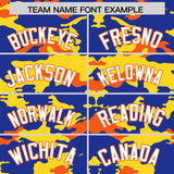 Custom Royal Gold and Orange Camo Fashion Authentic Sleeveless Baseball Jersey
