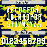 Custom Navy Gold and Neon Green Camo Fashion Authentic Sleeveless Baseball Jersey