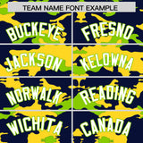 Custom Navy Gold and Neon Green Camo Fashion Authentic Sleeveless Baseball Jersey
