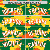 Custom Kelly Green Gold and Orange Camo Fashion Authentic Sleeveless Baseball Jersey