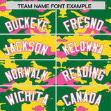 Custom Kelly Green Gold and Pink Camo Fashion Authentic Sleeveless Baseball Jersey