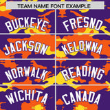 Custom Purple Orange and Gold Camo Fashion Authentic Sleeveless Baseball Jersey