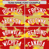 Custom Red Old Gold and Gold Camo Fashion Authentic Sleeveless Baseball Jersey