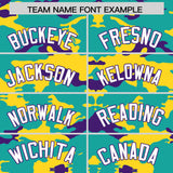 Custom Bright Green Gold and Purple Camo Fashion Authentic Sleeveless Baseball Jersey