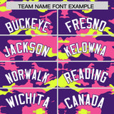 Custom Purple Pink and Fluorescent Green Camo Fashion Authentic Sleeveless Baseball Jersey