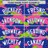 Custom Royal Pink and Neon Green Camo Fashion Authentic Sleeveless Baseball Jersey