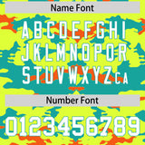 Custom Fluorescent Green Aqua and Orange Camo Fashion Authentic Sleeveless Baseball Jersey