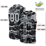Custom Black Gray and Silver Camo Fashion Authentic Sleeveless Baseball Jersey