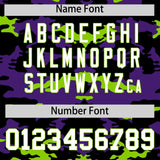 Custom Black Purple and Neon Green Camo Fashion Authentic Sleeveless Baseball Jersey