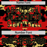 Custom Black Red and Old Gold Camo Fashion Authentic Sleeveless Baseball Jersey