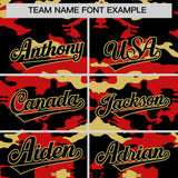 Custom Black Red and Old Gold Camo Fashion Authentic Sleeveless Baseball Jersey