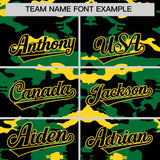 Custom Black Kelly Green and Gold Camo Fashion Authentic Sleeveless Baseball Jersey