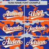 Custom Royal Orange and Silver Camo Fashion Authentic Sleeveless Baseball Jersey