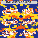 Custom Royal Gold and Orange Camo Fashion Authentic Sleeveless Baseball Jersey