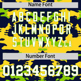 Custom Navy Gold and Neon Green Camo Fashion Authentic Sleeveless Baseball Jersey