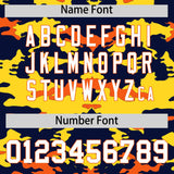 Custom Navy Gold and Orange Camo Fashion Authentic Sleeveless Baseball Jersey