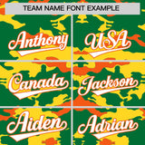 Custom Kelly Green Gold and Orange Camo Fashion Authentic Sleeveless Baseball Jersey