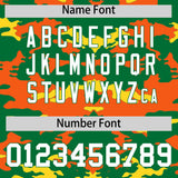 Custom Kelly Green Orange and Gold Camo Fashion Authentic Sleeveless Baseball Jersey